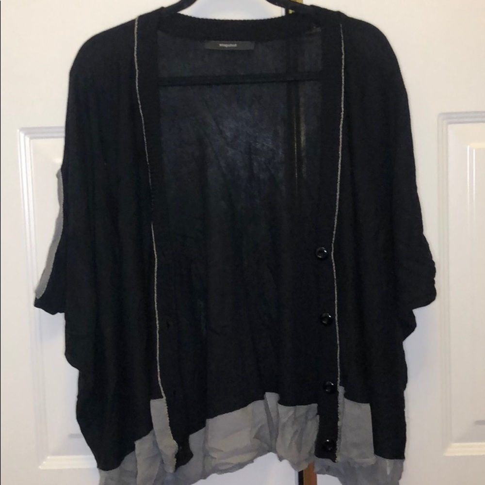 Snapshot Black Sleeveless Cardigan with grey hem